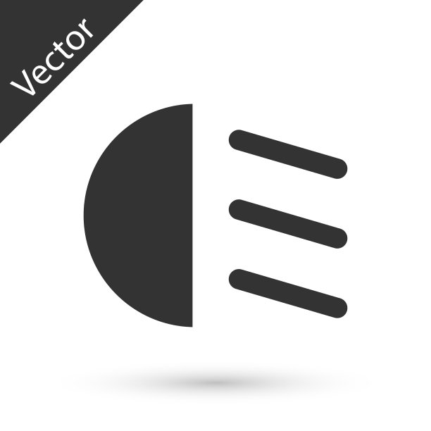 灰色远光灯图标孤立在白色背景图片下载