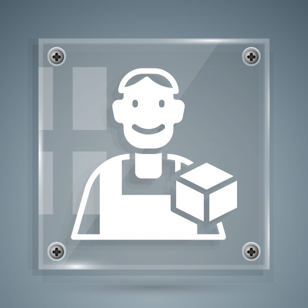 白色图形设计师图标孤立在灰色背景。方形玻璃面板。向量图片下载