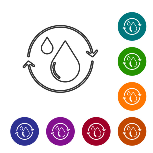 黑线回收清洁水图标隔离上图片下载