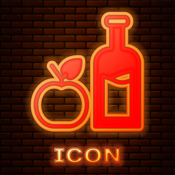 霓虹灯苹果酒瓶图标孤立图片下载