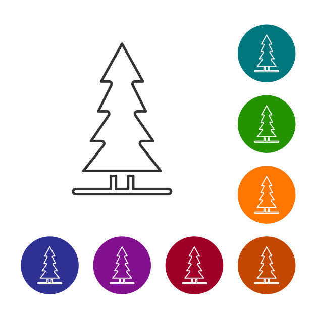 黑线加拿大云杉图标孤立在白色图片下载