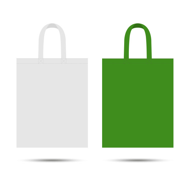 卡通袋。孤立在白色背景上。爱护环境。平的风格。环保包装设计。向量图片下载