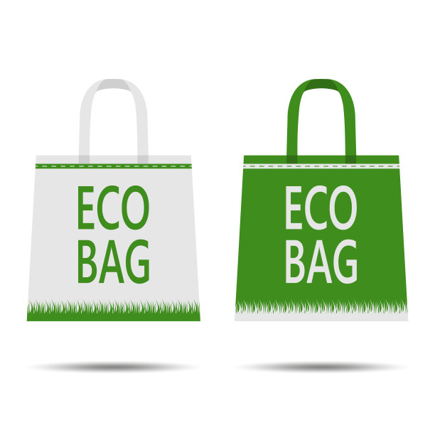 环保袋。孤立在白色背景上。爱护环境。平的风格。环保包装设计。向量图片下载