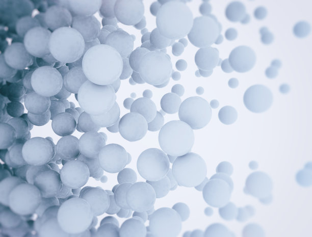 抽象的漂浮在白色背景上的蓝色球体图片下载