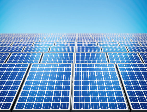 太阳板在蓝天背景图片下载