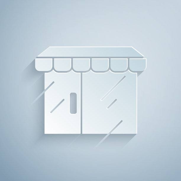 剪纸购物大楼或市场商店的图标图片下载