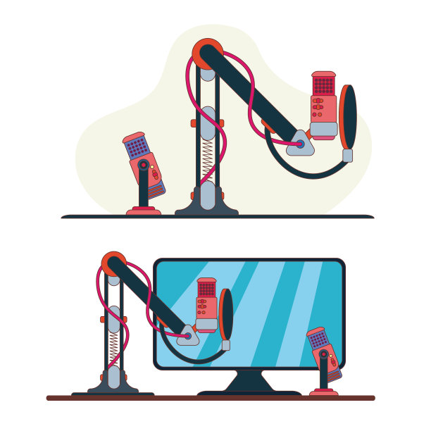 带有广播文本的演播室桌面麦克风图片下载