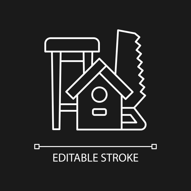 木工白色线性图标为黑暗的主题图片下载