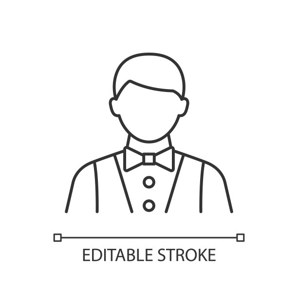 侍者和酒保线性图标图片下载