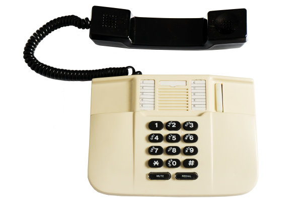座机有线按钮电话隔离在白色背景图片下载