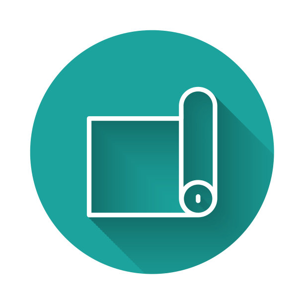 白线健身垫卷图标与隔离图片下载