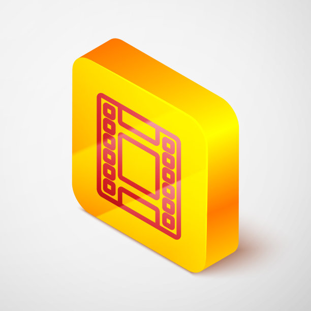 等距线播放视频图标孤立在灰色图片下载