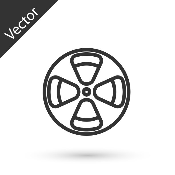 灰线胶片卷轴图标孤立在白色上图片下载