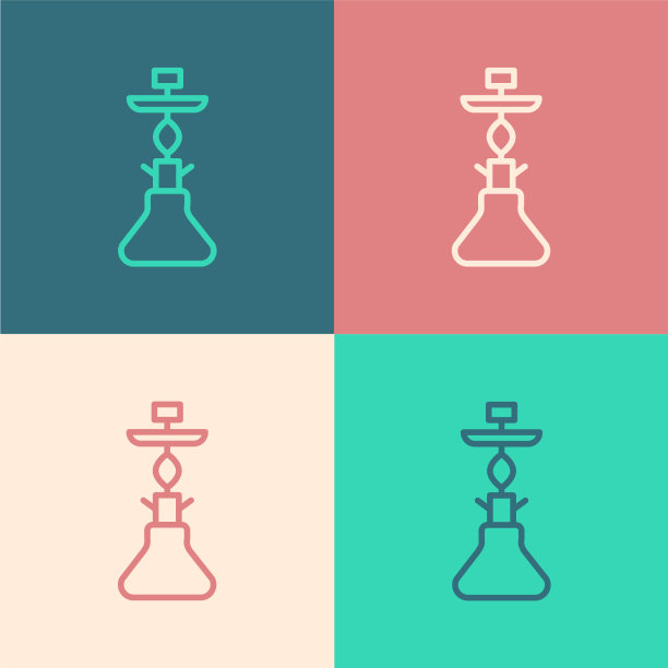 波普艺术线水烟图标孤立的颜色图片下载