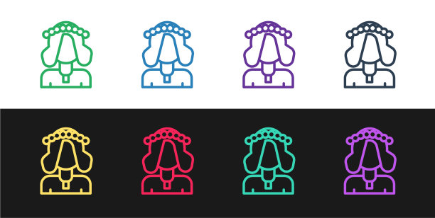 设置线乌克兰妇女在传统服装图片下载