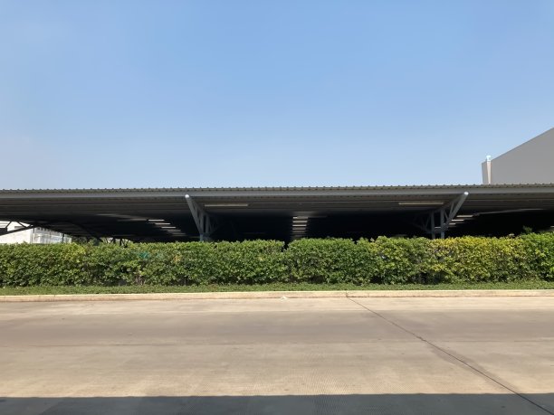 有草覆盖的停车场图片下载