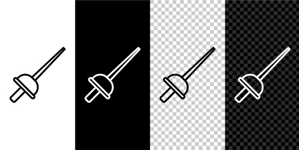 设置线击剑图标隔离在黑色和白色图片下载