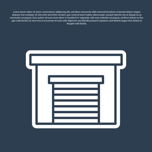 蓝色线车库图标隔离在蓝色背景图片下载