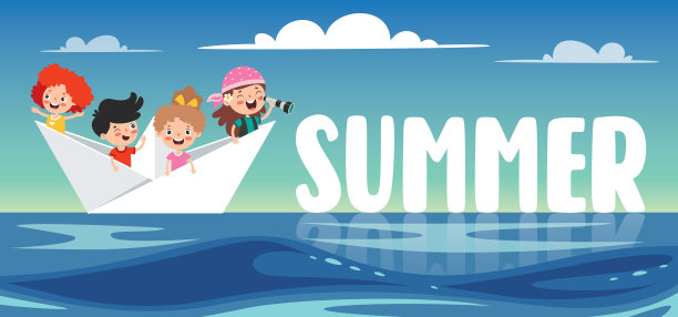 缤纷扁平夏日横幅图片下载