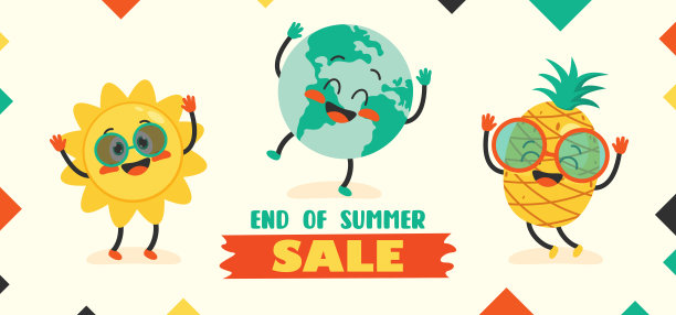 缤纷扁平夏日横幅图片下载