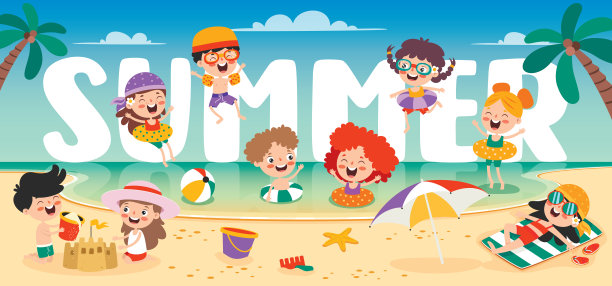 缤纷扁平夏日横幅图片下载