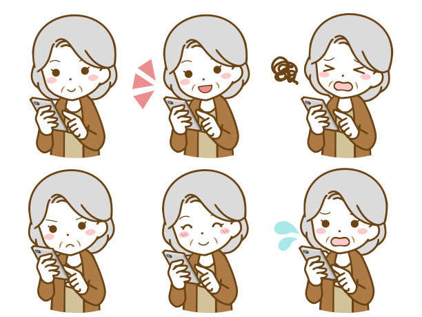 老年妇女使用智能手机图片下载