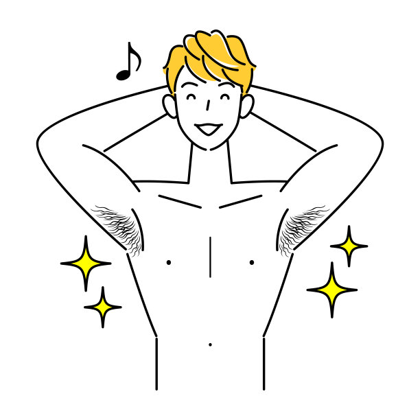 露出胸毛的微笑可爱男人矢量插画图片下载