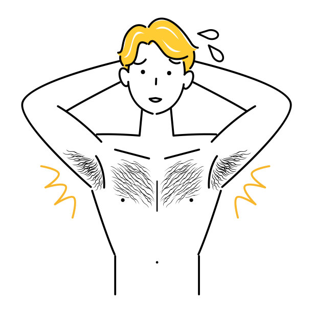 Cute man who cares about body hair with upper body simple vector可爱的男人谁关心他的体毛。插图。Simple.Vector。图片下载