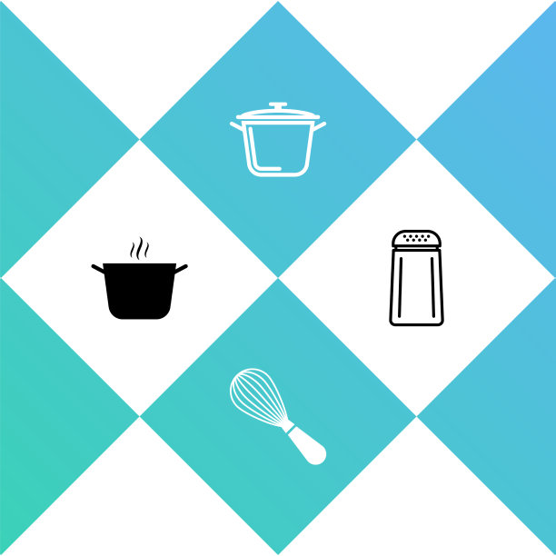 设置烹饪锅，厨房搅拌器和盐图片下载