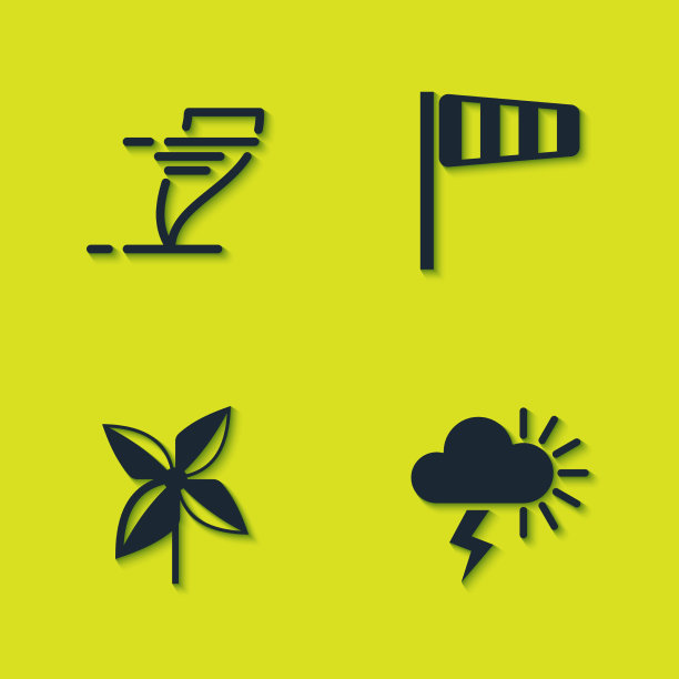 设置龙卷风风暴风车和锥形风向标图片下载