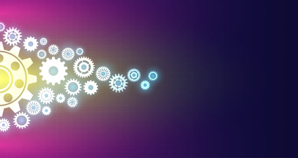 粉末电路上有齿轮图案，背景上有电子光线。EP-11图片下载