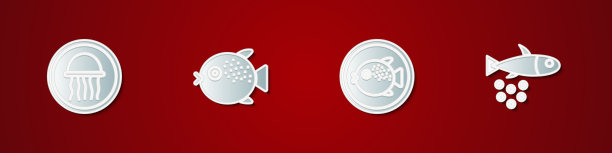 把水母放在盘子里，河豚和鱼一起图片下载