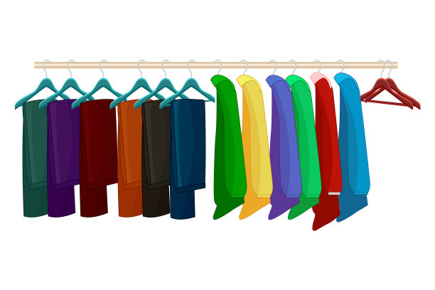 衣架上的衣服孤立在白色背景上图片下载