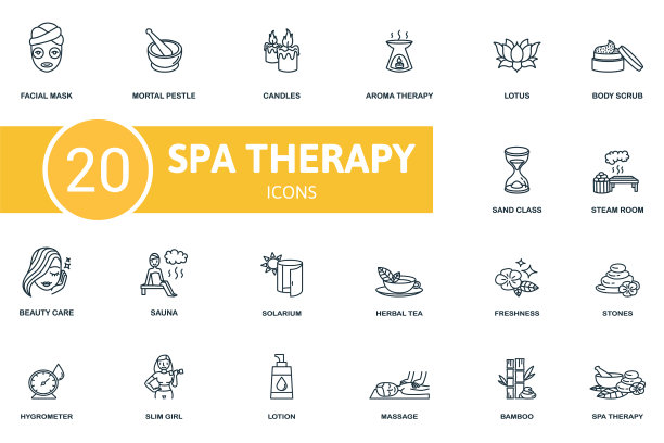 水疗治疗图标集包含可编辑的水疗图标图片下载