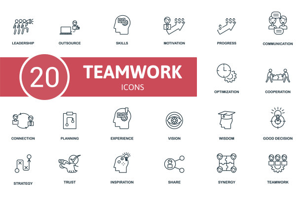 团队图标集包含可编辑的图标图片下载
