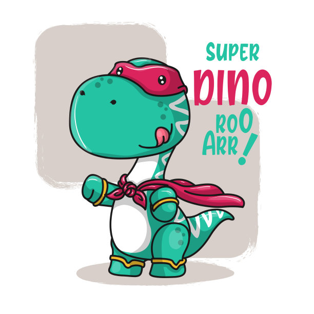 可爱的超级恐龙卡通设计上的白色图片下载