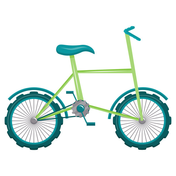 一辆绿色的卡通自行车被隔离在一辆白色的车上图片下载