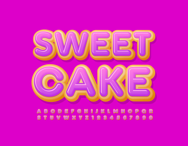 矢量美味标志甜蛋糕。一套甜甜圈字母和数字图片下载