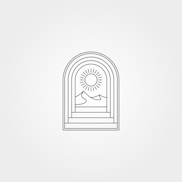 门图标标志设计用线条艺术山图片下载