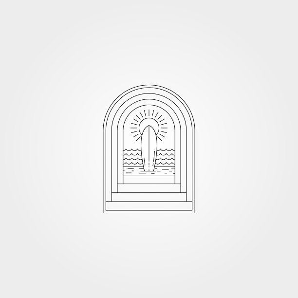 热带海滩冲浪标志标志与门线图片下载