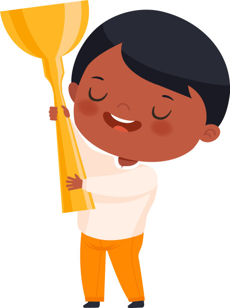 微笑的男孩拿着金杯或高脚杯图片下载