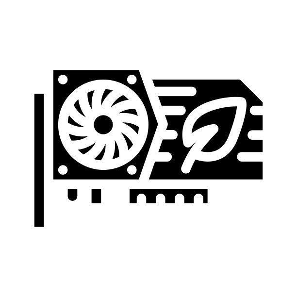 视频卡挖掘中国加密货币字形图标矢量插图图片下载