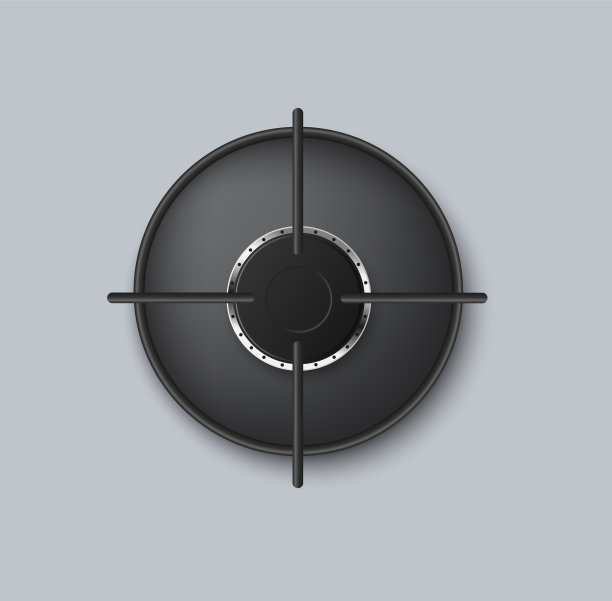 俯视图厨房煤气炉燃烧器逼真图片下载