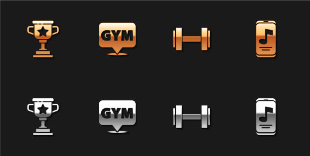 设置奖杯位置，健身房哑铃和音乐图片下载