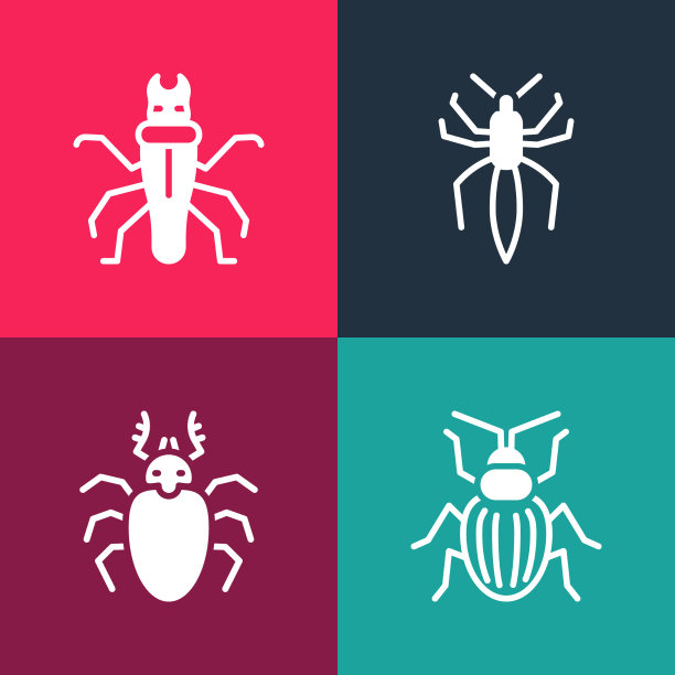 设置流行艺术金龟子甲虫甲虫鹿蜘蛛和图片下载