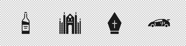 设瓶葡萄酒米兰大教堂教皇的帽子和图片下载