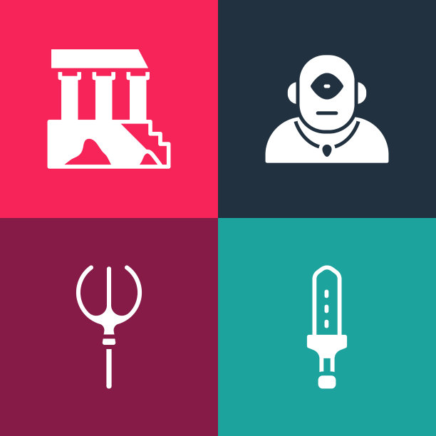 设置流行艺术中世纪剑海王星三叉戟图片下载