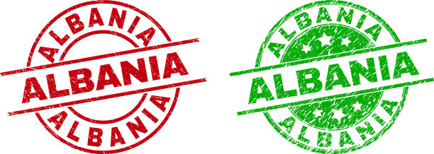 阿尔巴尼亚圆形印章采用橡胶质地图片下载