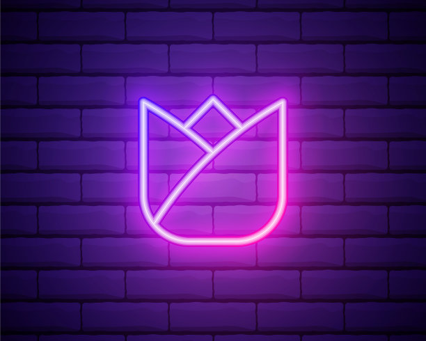 粉色郁金香花霓虹标志着明亮的春天图片下载