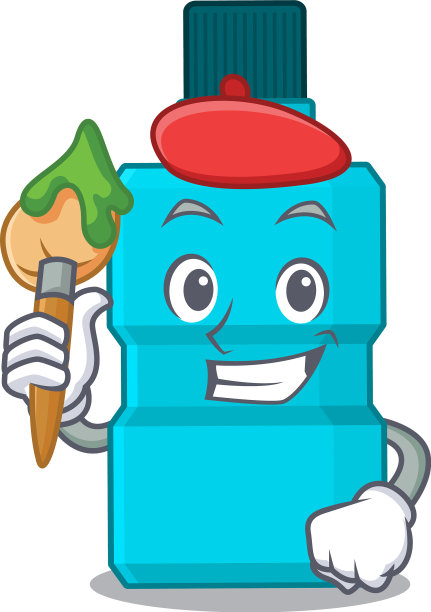 漱口水艺术家用画笔画风景画图片下载